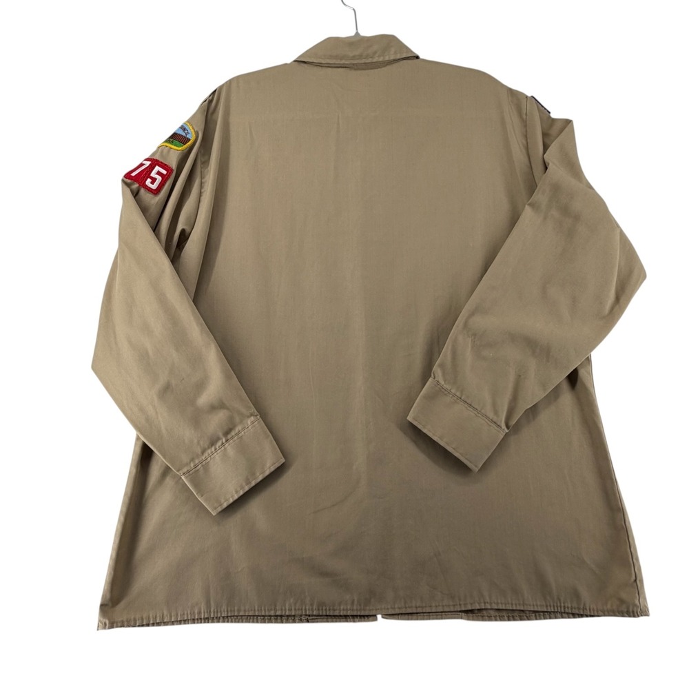 Vintage Boy Scouts of America Uniform Shirt Mens XL Tan Long Sleeve BSA Patches - Picture 9 of 9